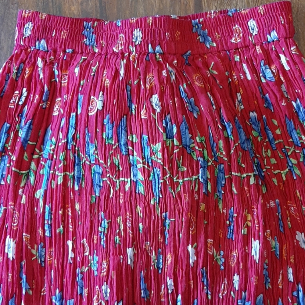 Boho red floral and paisley maxi skirt size M